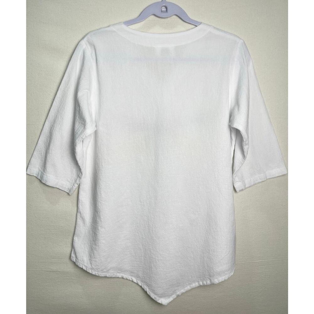 Cotton Made Casual Dragonfly Watercolor “Let It Be” V-Neck White Top Size Small - Picture 4 of 8